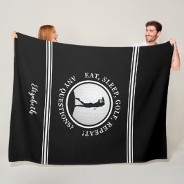 Cobertor De Velo Monograma de Golfe Moderno Nome Golf Black