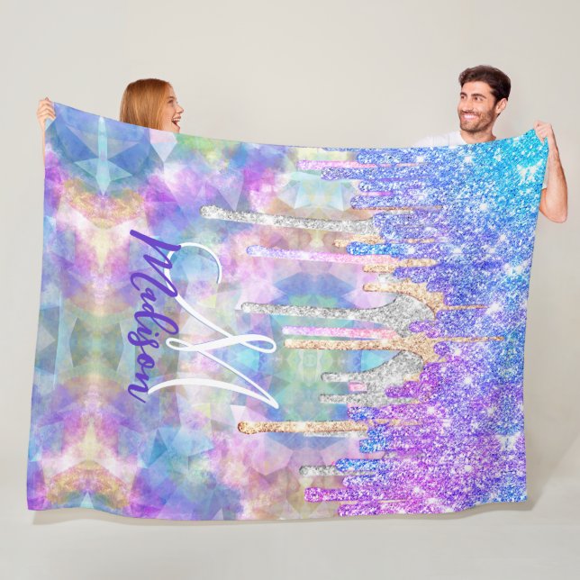 Cobertor De Velo Monograma de gotejamento de unicórnio azul-quic (In Situ)