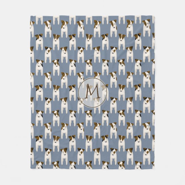 Cobertor De Velo Monograma de Jack Russell Terriers Snuggly (Frente)