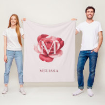 Monograma de Nome Personalizado Rosa Rosa Elegante