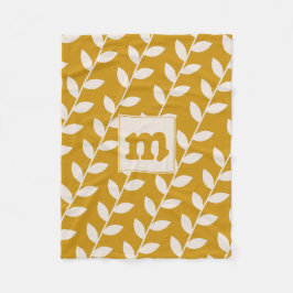 Cobertor De Velo Monograma de Padrão de Folha Retro de Mostarda Per