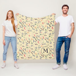 Cobertor De Velo Monograma de Padrão Floral Personalizado