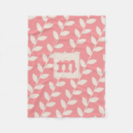 Cobertor De Velo Monograma de Padrão Folha Retro-Rosa Personalizado