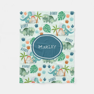 Cobertor De Velo Monograma de Padrões de Dinossauro Bonito