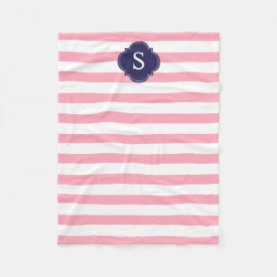 Cobertor De Velo Monograma de tiras Azuis e Rosa
