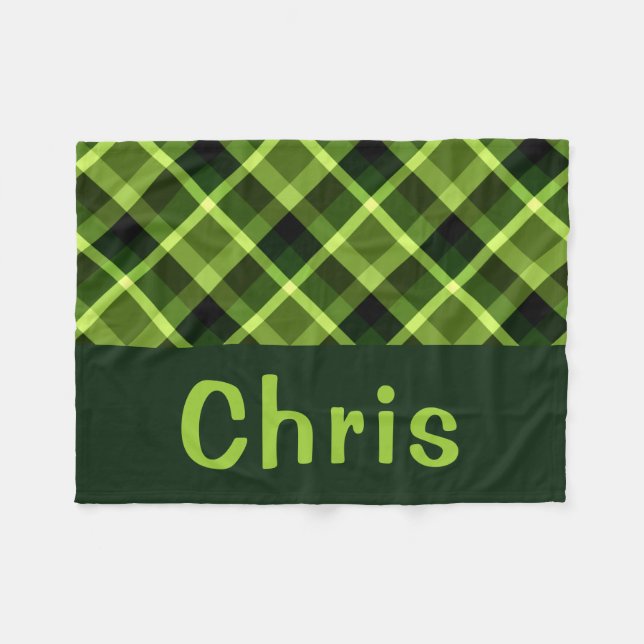 Cobertor De Velo Monograma de Xadrez Verde de Ervilha Pequeno (Frente (Horizontal))