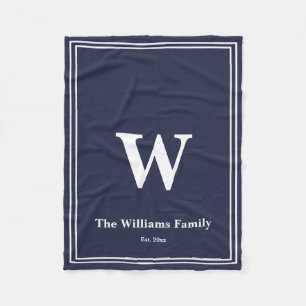 Cobertor De Velo Monograma e nome azul simples de meia-noite