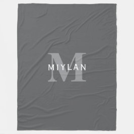 Cobertor De Velo Monograma e Nome da Cinza Escura Moderna Na moda