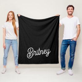 Cobertor De Velo Monograma e Nome Personalizados de Branco Preto Mo