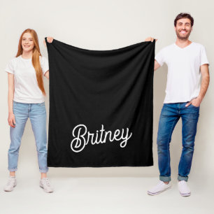 Cobertor De Velo Monograma e Nome Personalizados de Branco Preto Mo