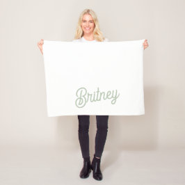 Cobertor De Velo Monograma e Nome Personalizados em Verde Sage Mode