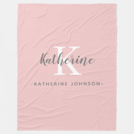 Cobertor De Velo Monograma Elegante Folheto de Folha Cor-de-Rosa Es