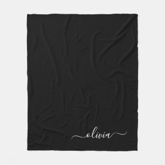 Cobertor De Velo Monograma Elegante Moderno e Branco Negro