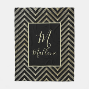 Cobertor De Velo Monograma Elegante Preto, Escuro e Dourado