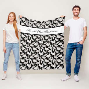 Cobertor De Velo Monograma Elegante Roteiro Preto Cisnes Penas Bran