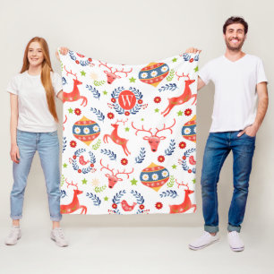 Cobertor De Velo Monograma escandinavo Fleece de Natal