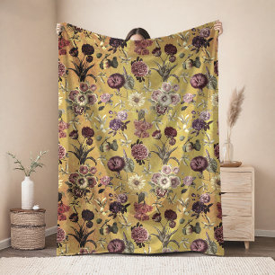 Cobertor De Velo Monograma floral amarelo vintage