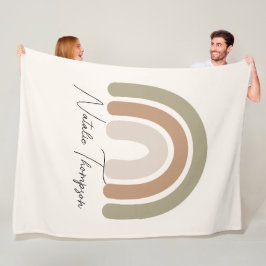 Cobertor De Velo Monograma fofo jumbo arco-íris com nome cor-de-ros