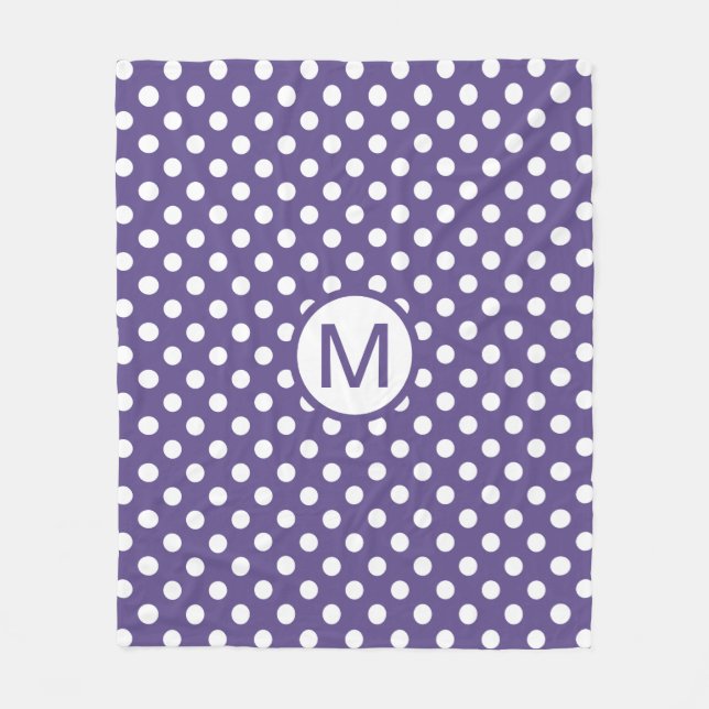 Cobertor De Velo Monograma Fofo Roxo e Branco com Pontinhos (Frente)