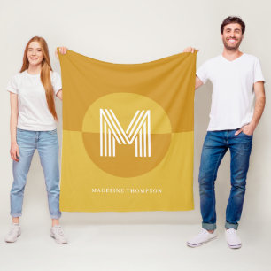 Cobertor De Velo Monograma Geométrico Moderno Amarelo Chic Mostarda
