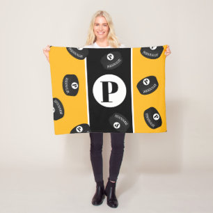 Cobertor De Velo Monograma Inicial do Nome do Puck de Hóquei em Gel