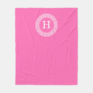 Cobertor De Velo Monograma Inicial do Quadro-Chave Grego Rosa Quent