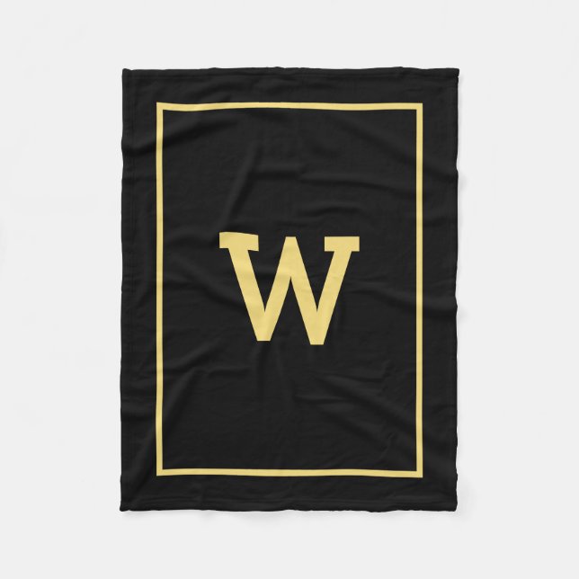 Cobertor De Velo Monograma inicial Dourado preto simples (Frente)