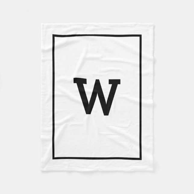 Cobertor De Velo Monograma inicial preto simples branco (Frente)