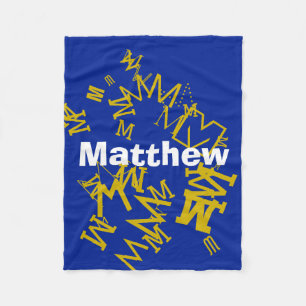 Cobertor De Velo Monograma legal e nome em azul marinho e branco