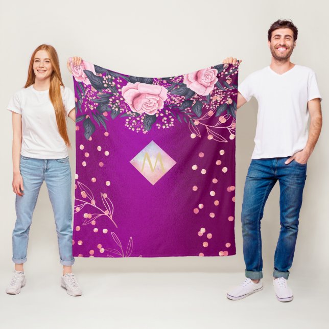 Cobertor De Velo Monograma Magenta Rosegold, Largura Metálica Rosa (In Situ)