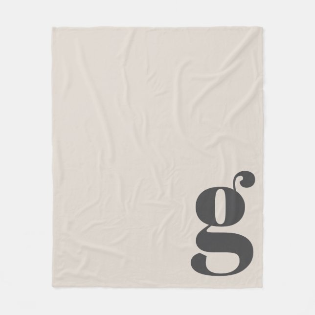 Cobertor De Velo Monograma Moderno Bold Creme Inicial Mínimo (Frente)