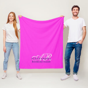 Cobertor De Velo Monograma Neon Rosa Quente Minimalista Moderno Ous