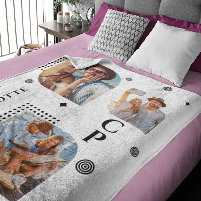 Cobertor De Velo Monograma Nome 3 Foto Colagem Moderna (Criador carregado)
