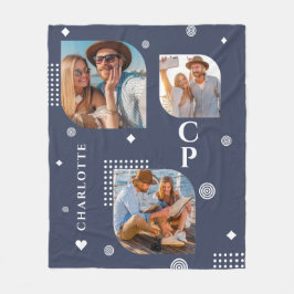 Cobertor De Velo Monograma Nome 3 Tendência de Colagem de Fotos