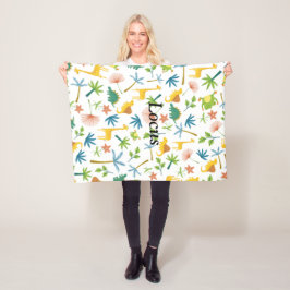 Cobertor De Velo Monograma Padrão de safari colorido para bebê