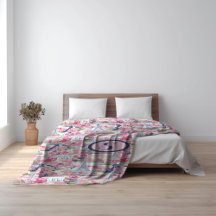 Monograma Padrão Paris Rosa e Azul