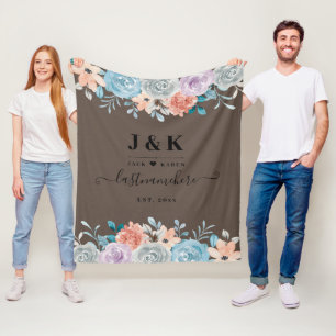 Cobertor De Velo Monograma Personalizado de Blush Rosa e Borgonha