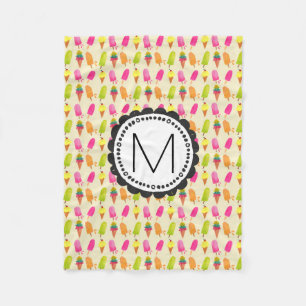 Cobertor De Velo Monograma Personalizado de Cones de Sorvete