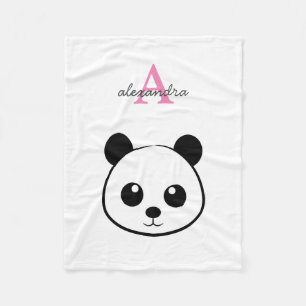 Cobertor De Velo Monograma personalizado de panda bonito