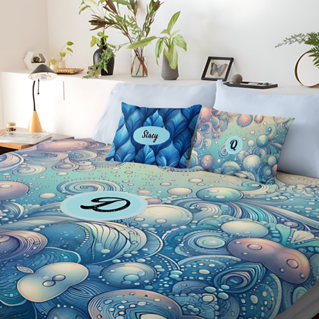 Cobertor De Velo Monograma Personalizado, Dreamy Bubble com tema de (Criador carregado)