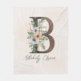 Cobertor De Velo Monograma Personalizado Folheto de Folha, Inicial