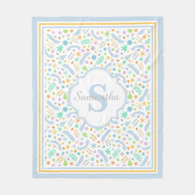 Cobertor De Velo Monograma Personalizado Folheto de Peça, Meio (Frente)