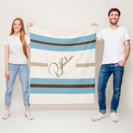 Cobertor De Velo Monograma Personalizado Listra Azul Marrom Costa
