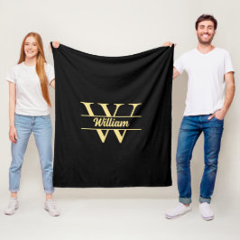 Cobertor De Velo Monograma Preto e Dourado | Rótulo Inicial Elegant