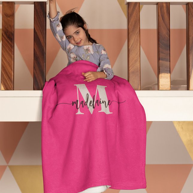 Cobertor De Velo Monograma preto-rosa-rosa-preto (Criador carregado)