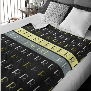 Cobertor De Velo Monograma Replicado legal com Striped a preto