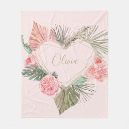 Cobertor De Velo Monograma rosa boêmico personalizado