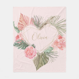 Cobertor De Velo Monograma rosa boêmico personalizado