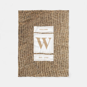 Cobertor De Velo Monograma Russo Burlap Inicial