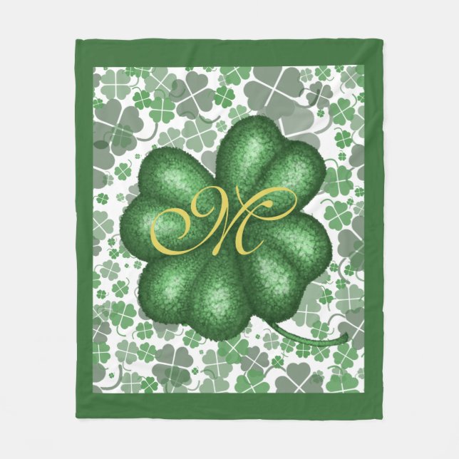 Cobertor De Velo Monograma Shamrock Fleece Blanket (Frente)